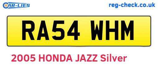 RA54WHM are the vehicle registration plates.