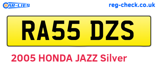 RA55DZS are the vehicle registration plates.