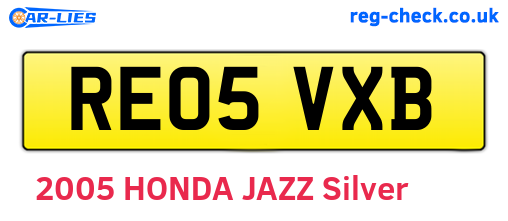 RE05VXB are the vehicle registration plates.