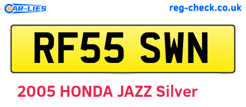 RF55SWN are the vehicle registration plates.