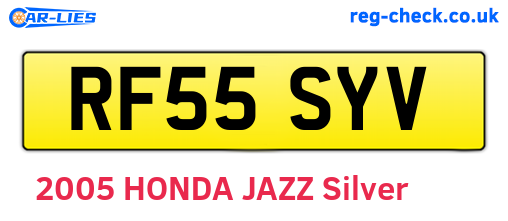 RF55SYV are the vehicle registration plates.