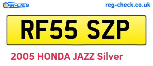 RF55SZP are the vehicle registration plates.
