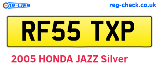 RF55TXP are the vehicle registration plates.