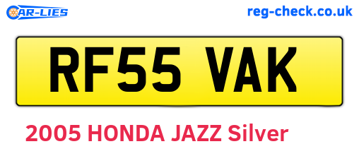 RF55VAK are the vehicle registration plates.