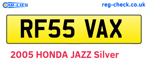 RF55VAX are the vehicle registration plates.