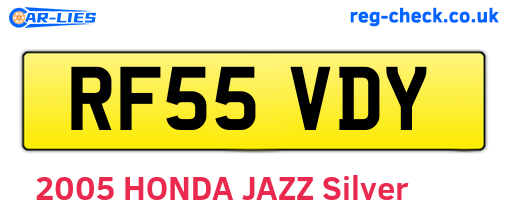 RF55VDY are the vehicle registration plates.