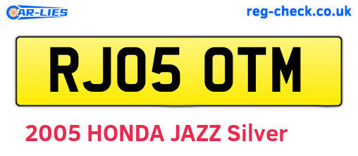 RJ05OTM are the vehicle registration plates.