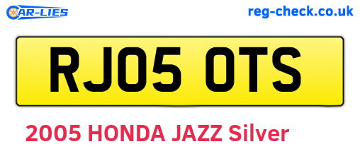 RJ05OTS are the vehicle registration plates.