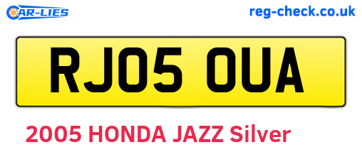 RJ05OUA are the vehicle registration plates.