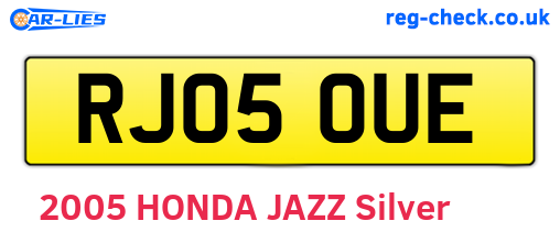 RJ05OUE are the vehicle registration plates.