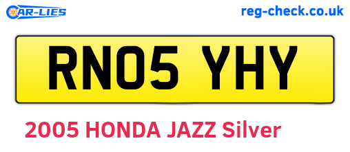 RN05YHY are the vehicle registration plates.