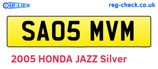 SA05MVM are the vehicle registration plates.