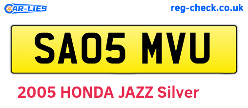 SA05MVU are the vehicle registration plates.