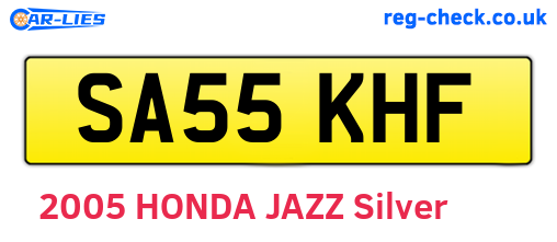 SA55KHF are the vehicle registration plates.