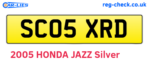 SC05XRD are the vehicle registration plates.