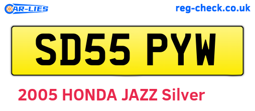 SD55PYW are the vehicle registration plates.