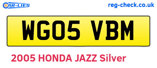 WG05VBM are the vehicle registration plates.