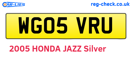 WG05VRU are the vehicle registration plates.