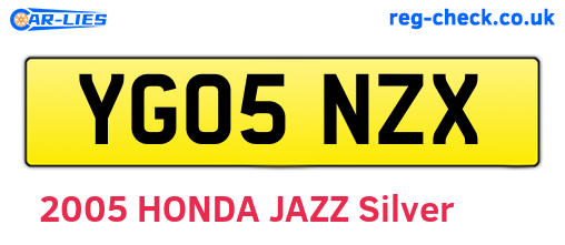 YG05NZX are the vehicle registration plates.