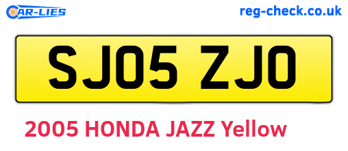 SJ05ZJO are the vehicle registration plates.