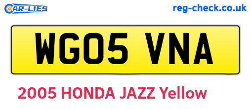 WG05VNA are the vehicle registration plates.