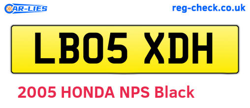 LB05XDH are the vehicle registration plates.
