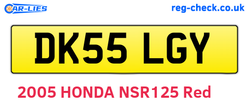 DK55LGY are the vehicle registration plates.
