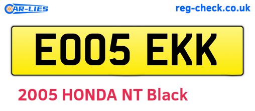 EO05EKK are the vehicle registration plates.