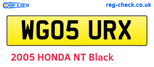 WG05URX are the vehicle registration plates.