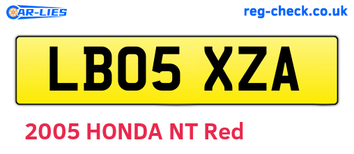 LB05XZA are the vehicle registration plates.