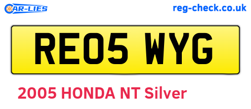 RE05WYG are the vehicle registration plates.