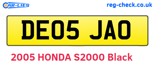 DE05JAO are the vehicle registration plates.