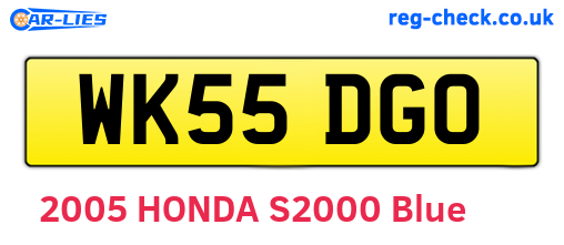 WK55DGO are the vehicle registration plates.