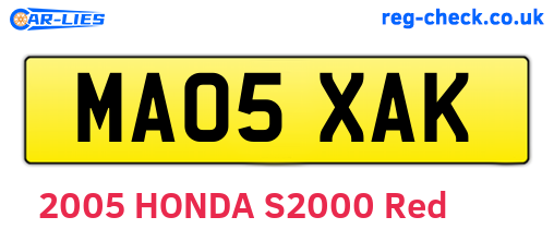 MA05XAK are the vehicle registration plates.