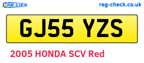 GJ55YZS are the vehicle registration plates.