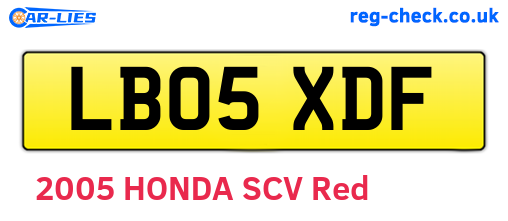 LB05XDF are the vehicle registration plates.