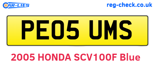 PE05UMS are the vehicle registration plates.