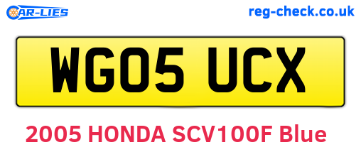 WG05UCX are the vehicle registration plates.