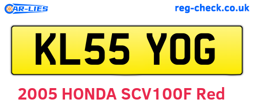 KL55YOG are the vehicle registration plates.