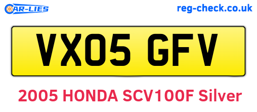 VX05GFV are the vehicle registration plates.