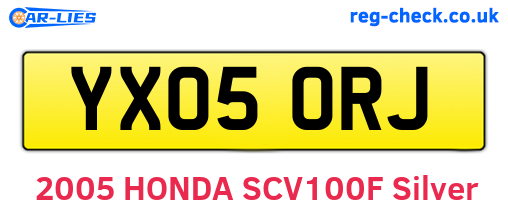 YX05ORJ are the vehicle registration plates.