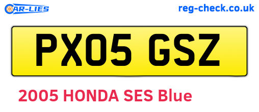 PX05GSZ are the vehicle registration plates.