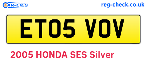 ET05VOV are the vehicle registration plates.