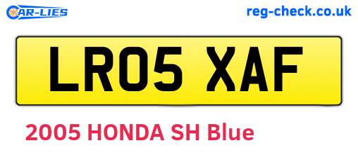 LR05XAF are the vehicle registration plates.