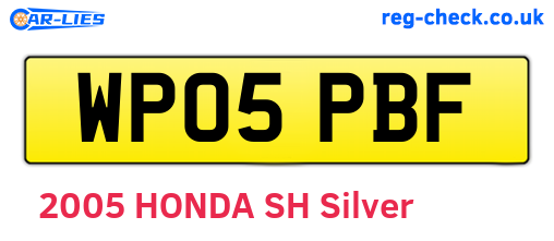 WP05PBF are the vehicle registration plates.
