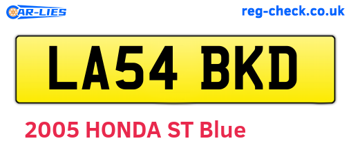 LA54BKD are the vehicle registration plates.