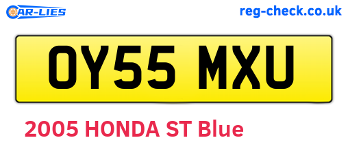 OY55MXU are the vehicle registration plates.
