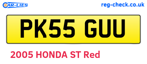 PK55GUU are the vehicle registration plates.