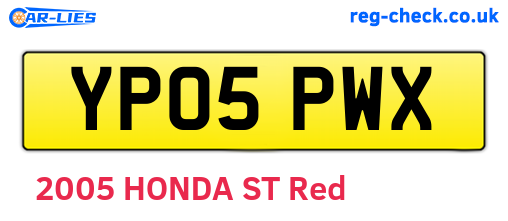 YP05PWX are the vehicle registration plates.