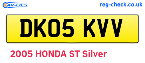 DK05KVV are the vehicle registration plates.